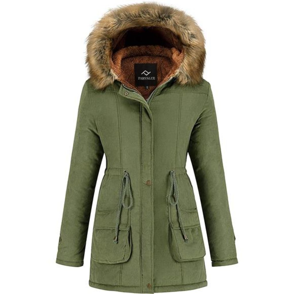 Women's Winter Coat Hooded Puffer Quilted Parka Jacket With Fur Trim Coat